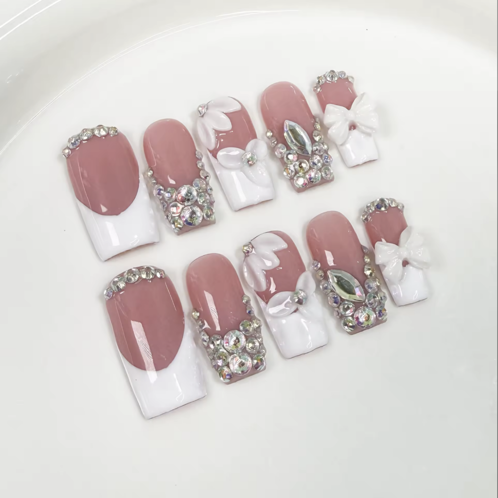 French white and rhinestones