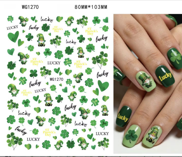 st.patricks day nom with green hearts and clovers