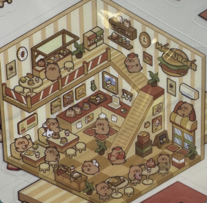 cute capybara burger shop