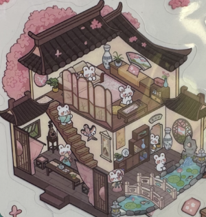 cute rabbit cherry blossom house