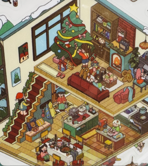 joyful cabin on christmas eve